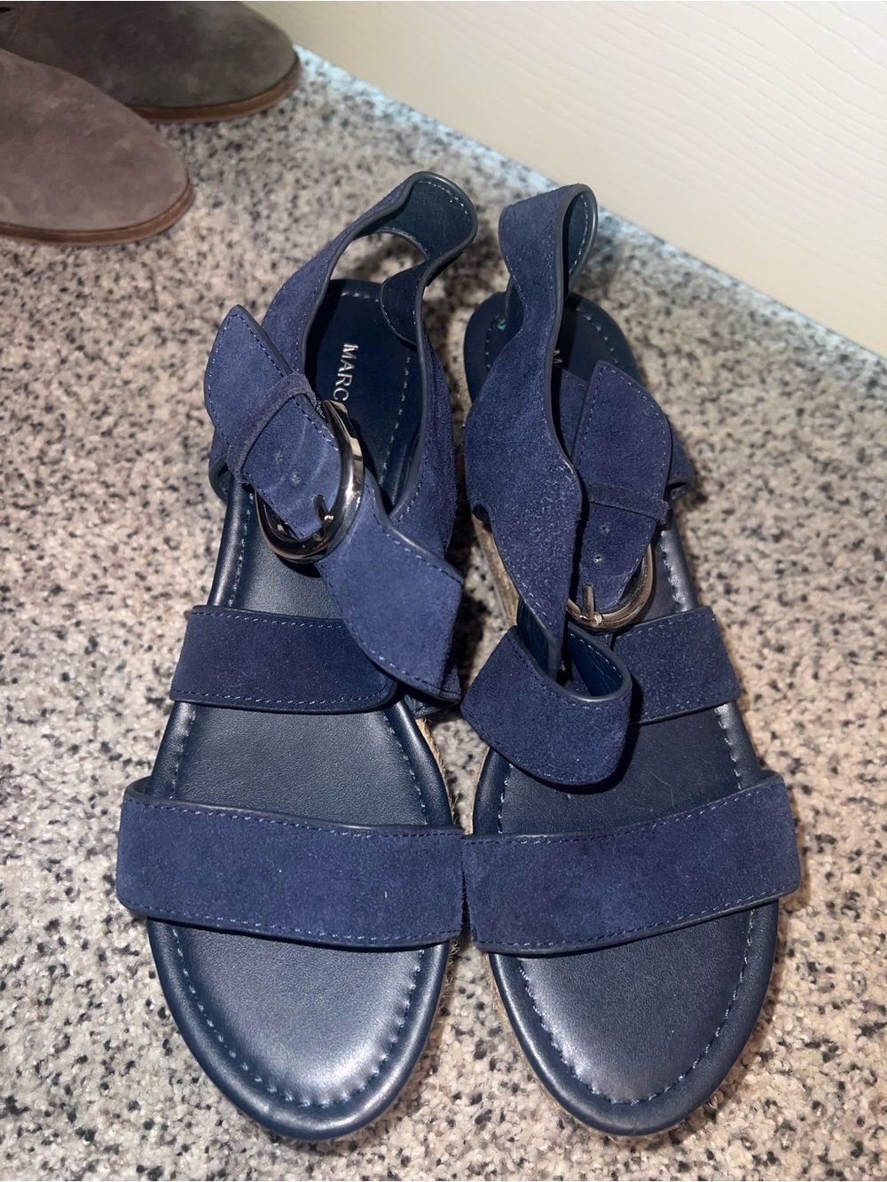 Marc Fisher Navy Suede Slingback Sandals